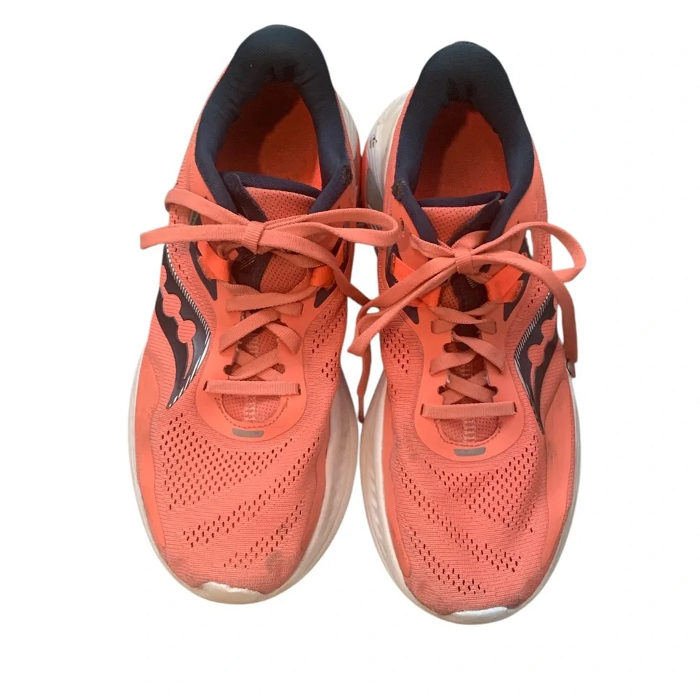Saucony coral orange running‎ shoes size 7.5 workout walking gym comfort shoes
